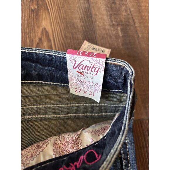 NWT Vtg Vanity Dakota Jeans Distressed Wide Leg Flare Bootcut Women’s 27x31 Y2K - Picture 4 of 7